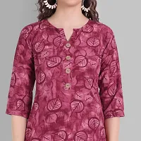 Women Floral Printed Crepe A-Line Top (Large, Pink)-thumb3
