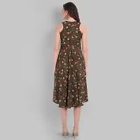 Stylish Crepe Round Neck and Sleeveless Printed Fit and Flare Midi Length Dress For Women-thumb3