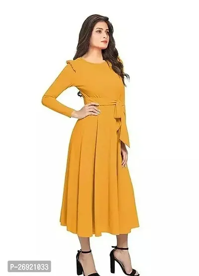 Stylish Yellow Lycra Solid Dresses For Women-thumb0