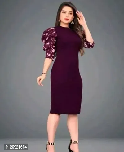 Stylish Magenta Lycra Self Design Dresses For Women-thumb0