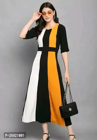 Stylish Black Cotton Self Design Dresses For Women