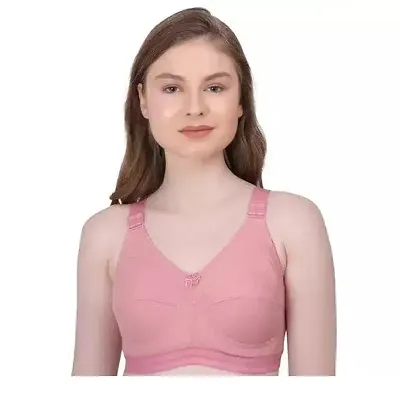 Pack Of 1 Women's Wirefree Non Padded Super Combed Elastane Stretch Full Coverage Everyday Bra(Pink)