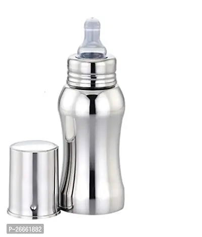 LEROYAL Amulya Stainless Steel Baby/Kids Feeding Bottle/Milk Bottle/doodh Bottle |Capacity 220 ml |Silver Color-thumb0