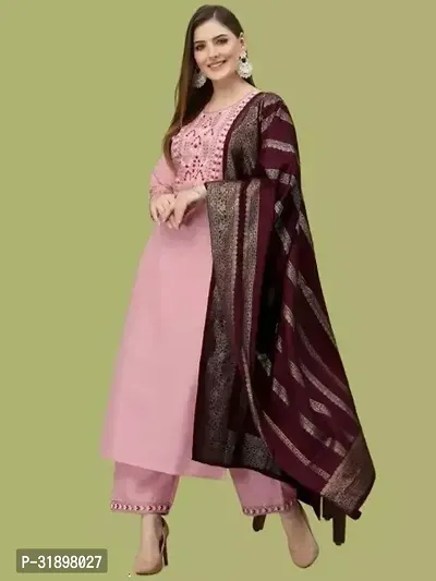 BABY PINK KURTa Pant with dupatta SET-thumb0