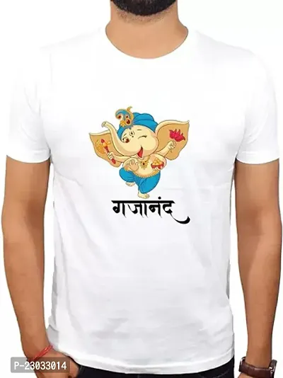 Printed Ganesha T-Shirt for Ganesh Chaturthi Special Unisex Half Sleeve T-Shirtnbsp;-thumb0