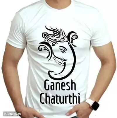 Ganesh Chaturthi Premium Soft Cotton White T-Shirts for Men