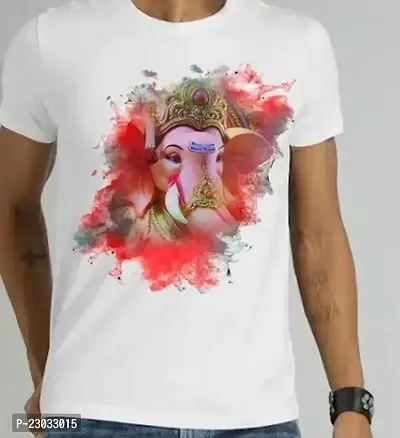 Printed Ganesha T-Shirt for Ganesh Chaturthi Special Unisex Half Sleeve T-Shirt-thumb0