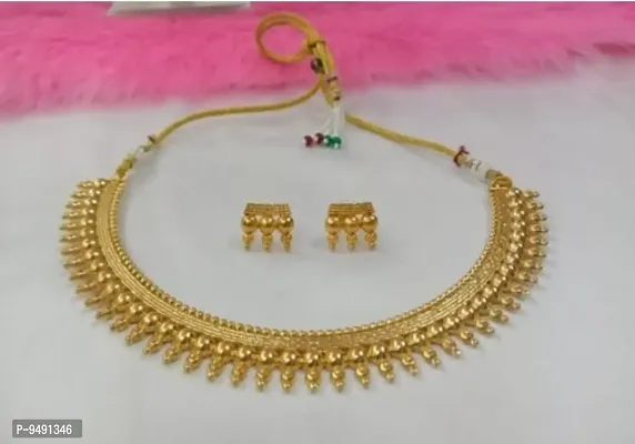 Elegant Alloy Necklace With Earring For Women