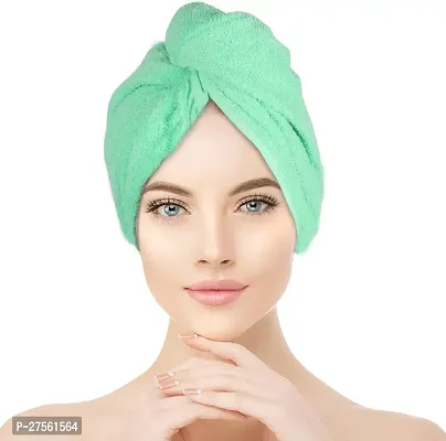 Comfortable Green Cotton 500 Gsm Hair Towel