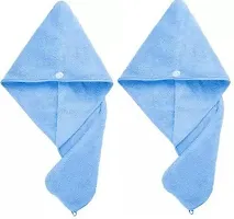Comfortable Blue Bath On Cotton 400 Gsm Hair Towel-thumb4