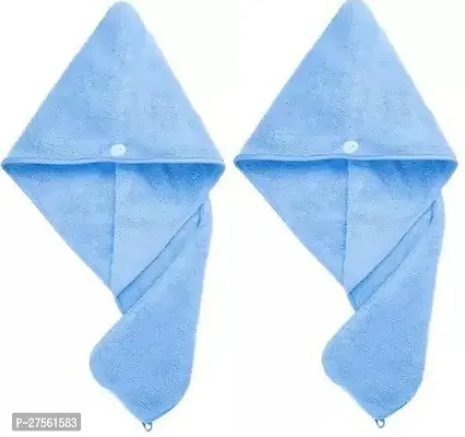 Comfortable Blue Bath On Cotton 400 Gsm Hair Towel-thumb5