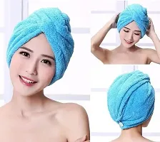 Comfortable Blue Bath On Cotton 400 Gsm Hair Towel-thumb2