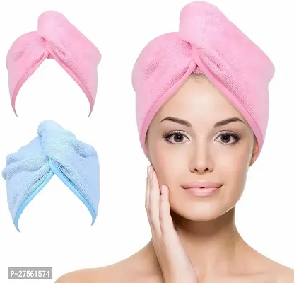 Comfortable Multicoloured Bath On Cotton 400 Gsm Hair Towel Pack Of 2-thumb0