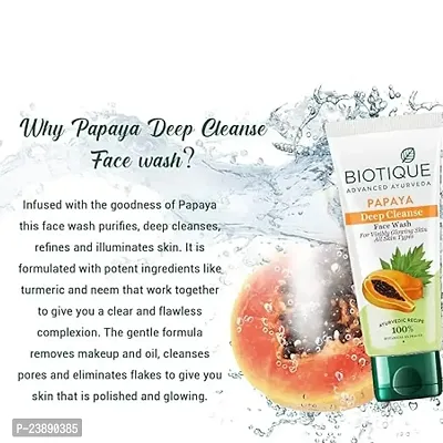 Biotique Papaya Deep Cleanse Face Wash | Gentle Exfoliation | Visibly Glowing Skin | 100% Botanical Extracts| Suitable for All Skin Types-thumb4