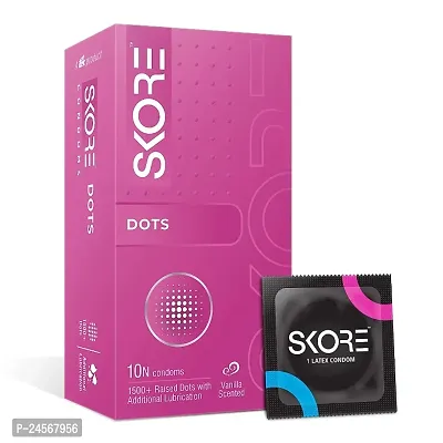 Skore Dot Condom | Skore Dots Dotted Condoms | 1500+ Dots | 10 Pieces | Pack of 1