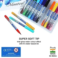 DOMS 14 Shades Brush Pen Box Pack | Super Soft Tip With Brilliant Colors | Water Based Ink Which Gives Water Color Effect | Free Canson Montval 5 Sheets Inside | Pack Of 1, Multicolor-thumb2