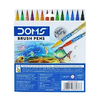 DOMS 14 Shades Brush Pen Box Pack | Super Soft Tip With Brilliant Colors | Water Based Ink Which Gives Water Color Effect | Free Canson Montval 5 Sheets Inside | Pack Of 1, Multicolor-thumb3