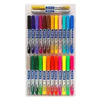 DOMS Non-Toxic Multicolor 26 Shades Brush Pens Set | Super Soft Fine Tip Brush Pens | Diverse 26 Shades | Water Based Ink | Includes Gold  Silver Shades-thumb1