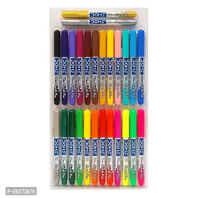 DOMS Non-Toxic Multicolor 26 Shades Brush Pens Set | Super Soft Fine Tip Brush Pens | Diverse 26 Shades | Water Based Ink | Includes Gold  Silver Shades-thumb2