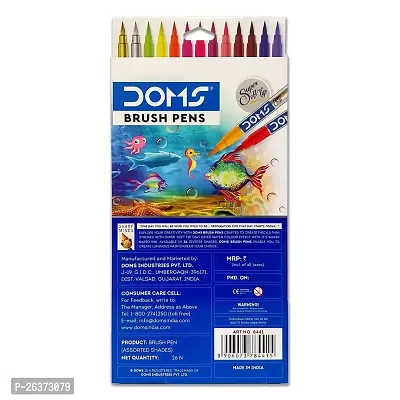 DOMS Non-Toxic Multicolor 26 Shades Brush Pens Set | Super Soft Fine Tip Brush Pens | Diverse 26 Shades | Water Based Ink | Includes Gold  Silver Shades-thumb4