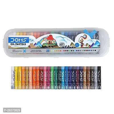 Doms 25 Shades Oil Pastel With Case | Smooth Color Intermixing For Better Effect | Bright  Intense Colors | Free Scrapping Tool | Non-Toxic  Safe For Childrens