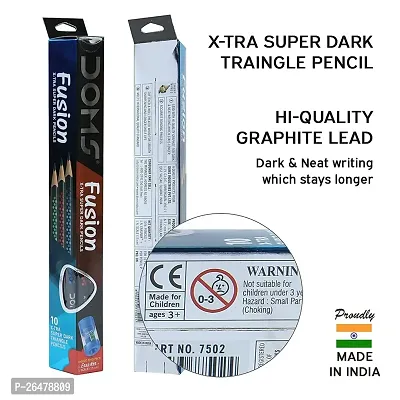 Doms Fusion Xtra Super Dark Pencil Box Pack | Dark  Neat Writing Which Stays Longer | Smooth Sharpning  With Soft  Comfortable Grip | Free Scale  Erasner Inside | Pack of 50 Pencils-thumb3