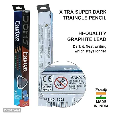 Doms Fusion Xtra Super Dark Pencil Box Pack|DarkNeat Writing Which Stays Longer|Smooth SharpningWith SoftComfortable Grip|Free ScaleErasner Inside|Pack Of 20 Pencils|Dark Grey-thumb3