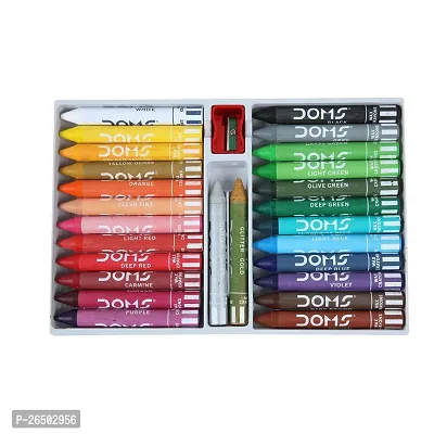 Doms 24 Shades Jumbo Wax Crayons | Smooth  Even Shading | Bright  Playful Colors | Free One Sharpner, Gold  Silver Crayon Inside | Non-Toxic  Safe for Childrens-thumb2