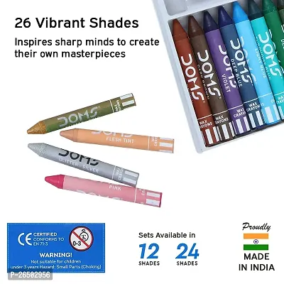 Doms 24 Shades Jumbo Wax Crayons | Smooth  Even Shading | Bright  Playful Colors | Free One Sharpner, Gold  Silver Crayon Inside | Non-Toxic  Safe for Childrens-thumb4