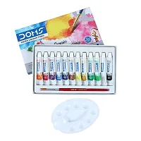 Doms Non-Toxic Water Colour Tube Set in Cardboard Box (12 Assorted Shades, 1 Paint Brush  1 Palette)-thumb3