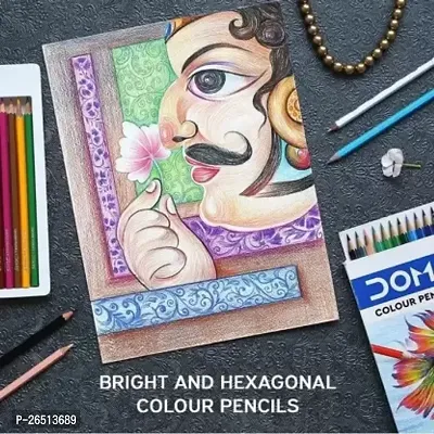 DOMS Doms colour pencils 12 shades ( pack of 3 box) hexagonal Shaped Color Pencils  (Set of 12, Multicolor)-thumb3