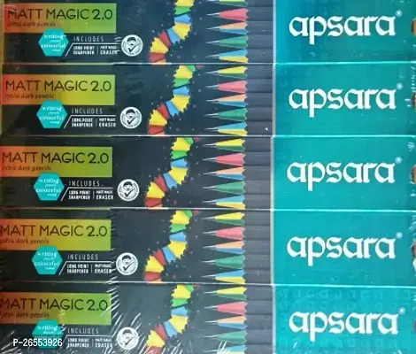 APSARA Matt Magic 2.0 Pack of 5 Pencil  (Set of 5, Black, Multicolor)-thumb0