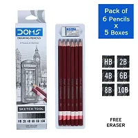 Doms Drawing  Sketching Graphite Pencils - Grade HB, 2B, 4B, 6B, 8B  10B | Hi Precision For Sketching | Dark  Neat Drawing | Comes With 1 Eraser Pack of 2 box)-thumb2