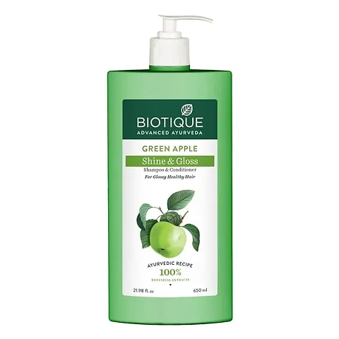 Biotique Green Apple Shine & Gloss Shampoo & Conditioner For Glossy Healthy Hair, 650ml