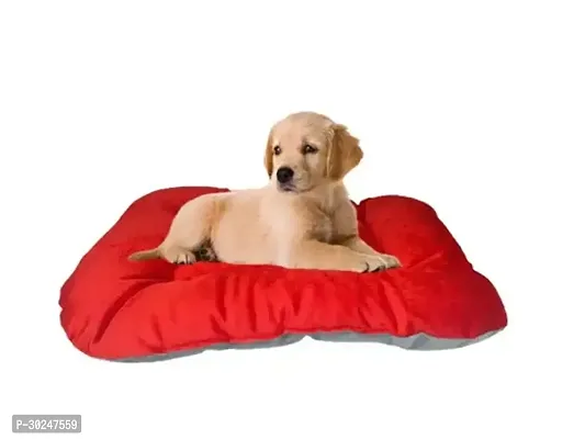 Furry Smile Luxury Soft Indoor and Outdoor Mattress  Cushion  Pillow  Gaddi  Takiya For Dog And Cat Red Grey Medium Size-thumb0