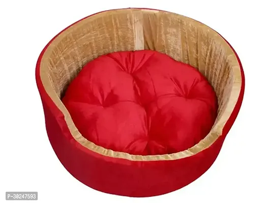 Furry Smile Simple Letest Rounded Bed for Dogs and cat Red Cream Small Size