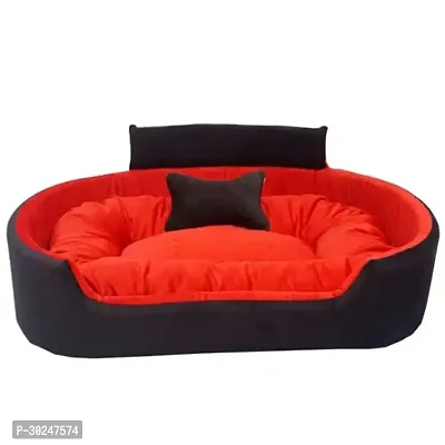 Furry Smile Simple Letest Beds  Sofas  Chair With Collar  Haddi For Dog And Cat Red Black Medium Size