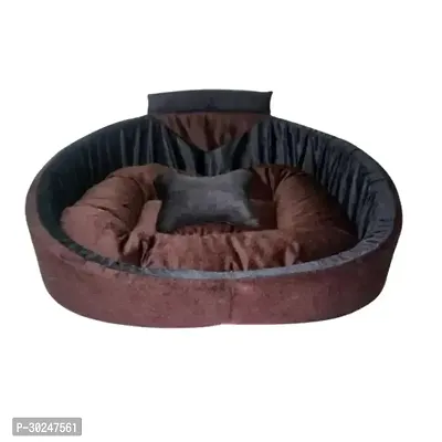 Furry Smile Stylish Luxury Tringle Mountain Caller With Haddi Bed Sofas  Chairs for Dogs and cat Brown Black Small Size