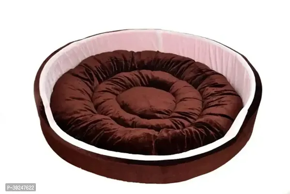 Furry Smile Simple Letest Rounded Bed for Dogs and cat Brown White Small Size