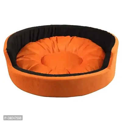 Furry Smile Simple Letest Rounded Bed for Dogs and cat Orange Black Small Size-thumb0