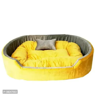 Furry Smile Simple Letest Beds  Sofas  Chair With Haddi For Dog And Cat Yellow Grey Small Size-thumb0