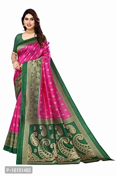 Stylish Tussar Silk pink Saree With Blouse piece