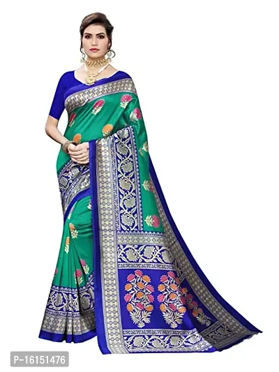 Stylish Tussar Silk Turquoise Saree With Blouse piece-thumb0