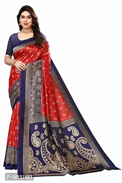 Stylish Tussar Silk red Saree With Blouse piece