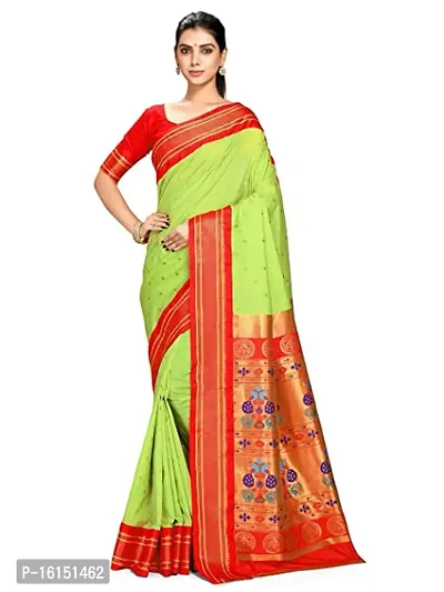 Stylish Tussar Silk Parrot Green Saree With Blouse piece