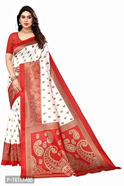 Stylish Tussar Silk red Saree With Blouse piece