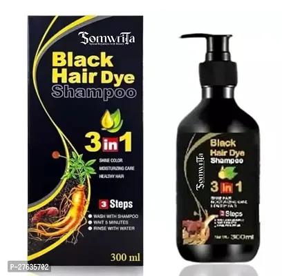 Organic Shampoo Herbal 3 in 1 Hair Dye Instant Black Hair Shampoo Men Women_09  (300 ml)