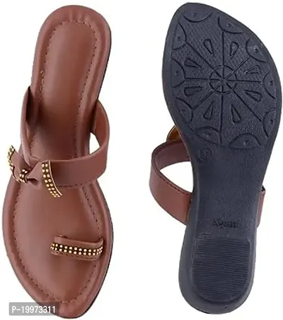 Elegant Brown PU Sandals For Women-thumb0