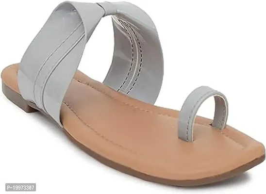 Elegant Grey PU Sandals For Women-thumb0