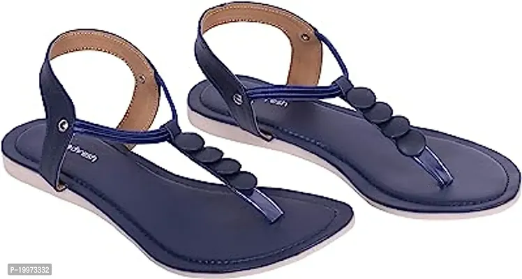 Elegant Navy Blue PU Sandals For Women-thumb0